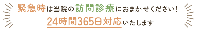 緊急時は当院の訪問診療におまかせください！24時間365日対応いたします